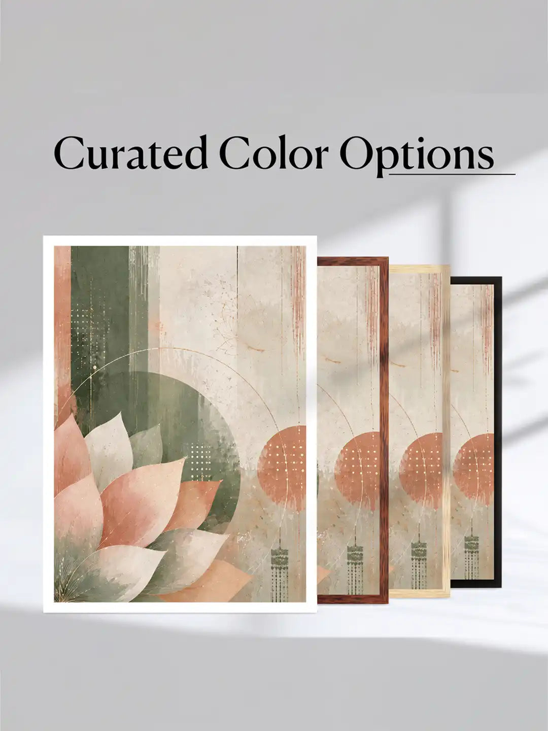 Sacred Decorative Art - Goddess Lakshmi Lotus Spirituality - Black Wooden Wall Frames - Modern Spiritual - Spaces Unhooked