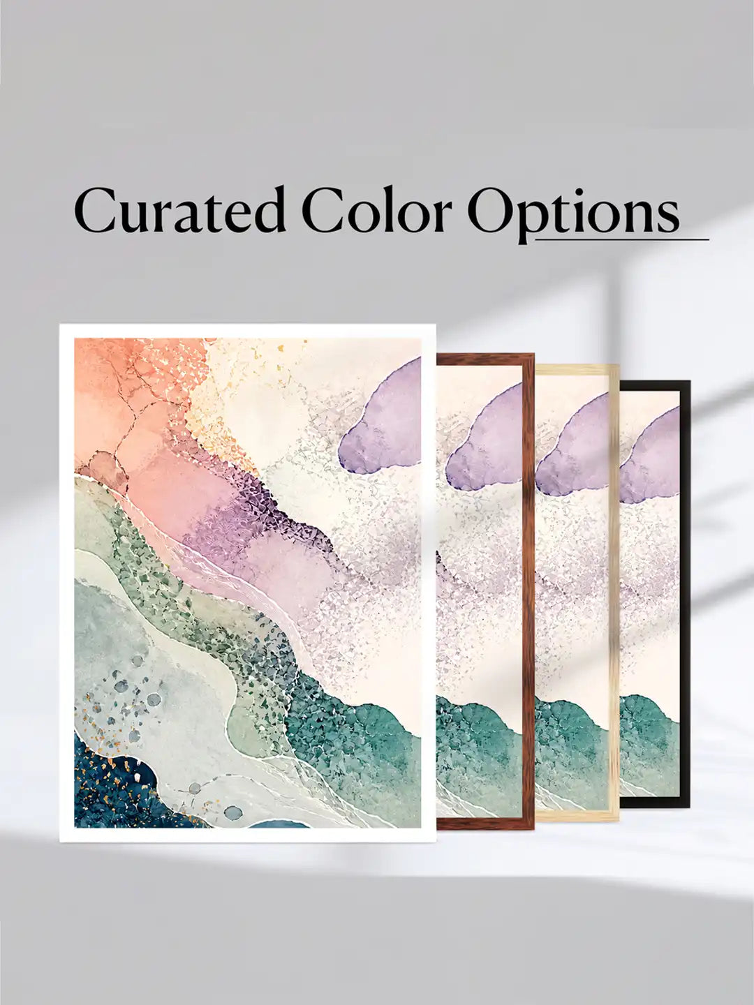 Abstract Watercolor Art - Nature Fluidity Organic Forms - Black Wooden Wall Frames - Organic Luxe - Spaces Unhooked