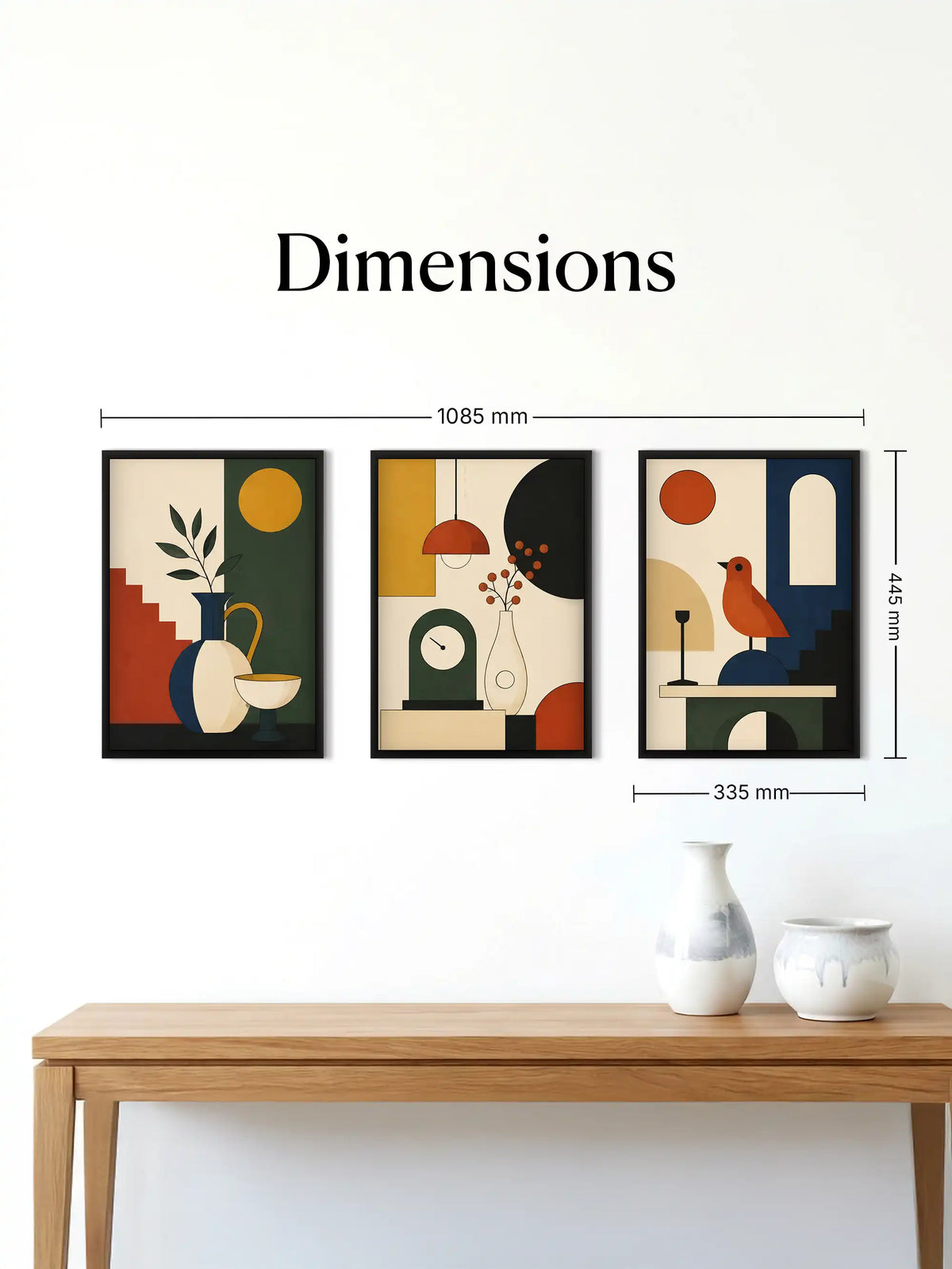 Geometric Illustration - Mid-Century Modern Still Life Retro - Black Wooden Wall Frames - Spaces Unhooked