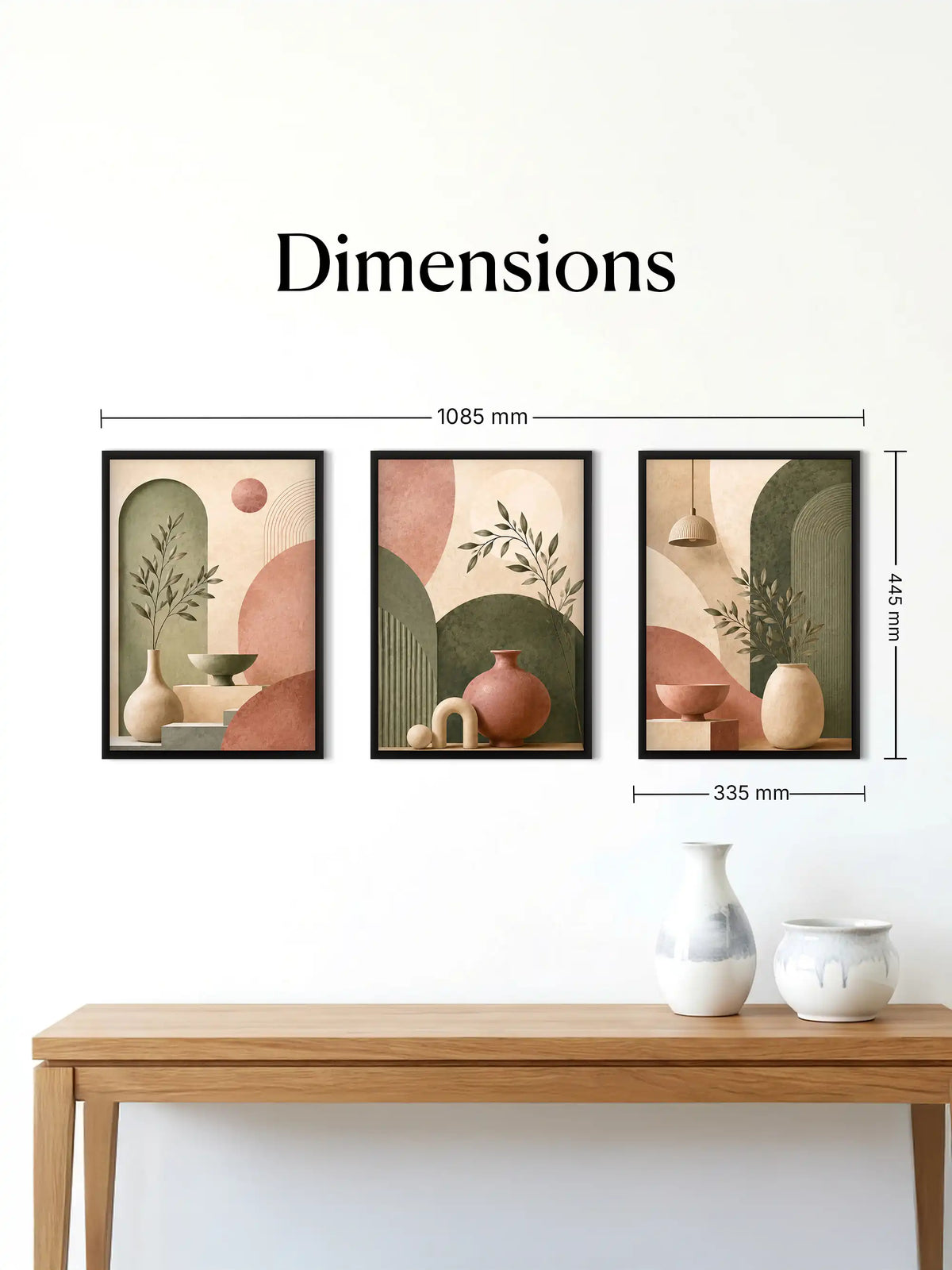 Digital Illustration - Minimal Boho Still Life Earthy Tones - Black Wooden Wall Frames - Spaces Unhooked