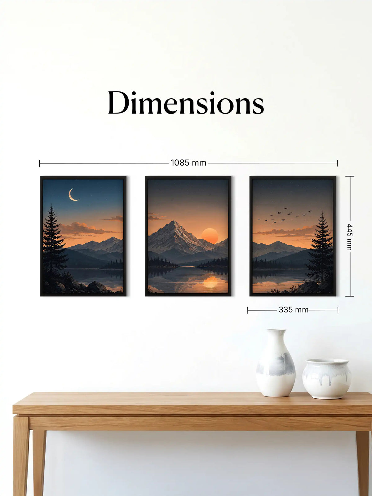 Digital Matte Painting - Mountain Sunset Alpine Lake - Black Wooden Wall Frames - Atmospheric Landscape - Spaces Unhooked
