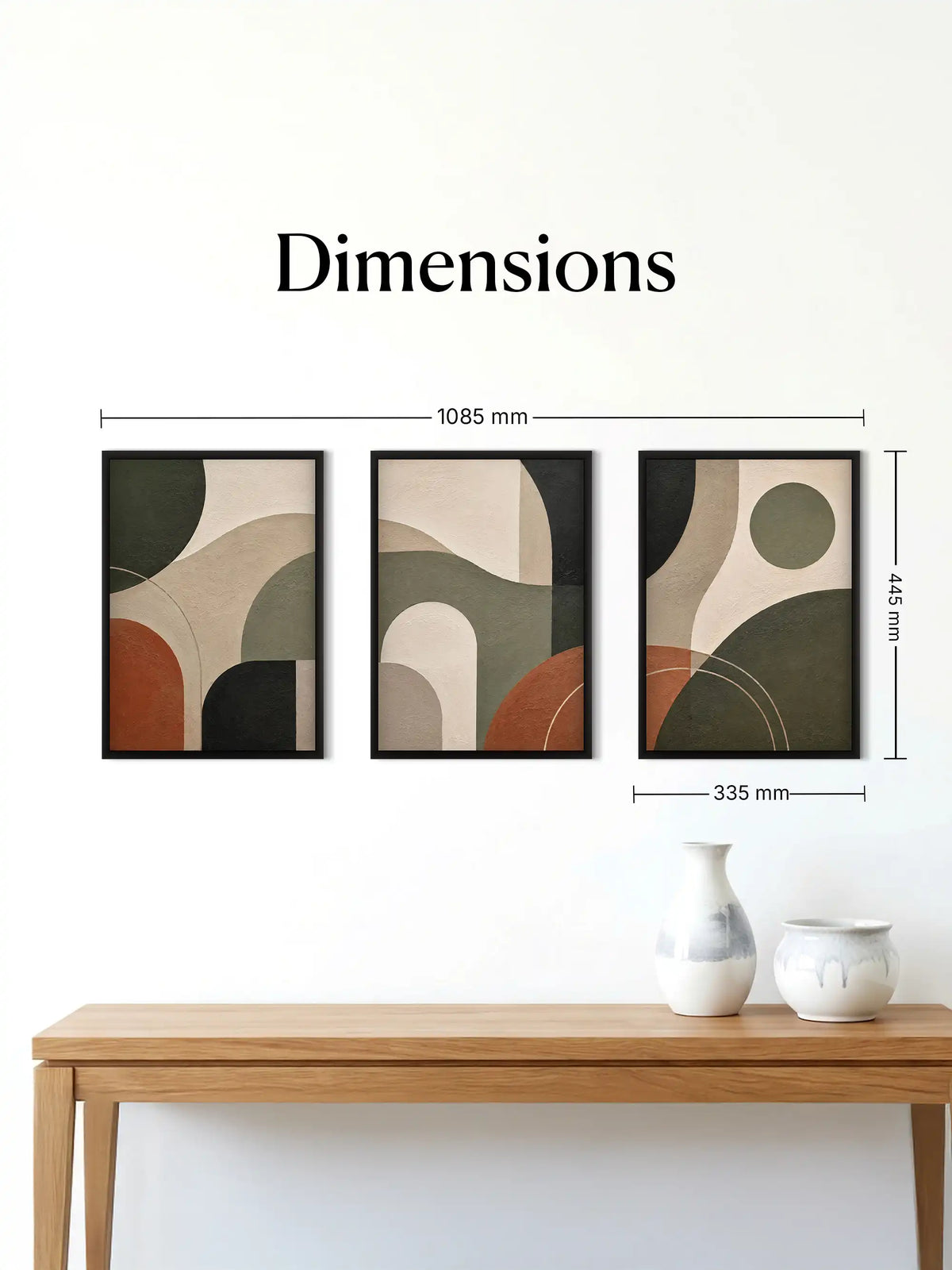 Abstract Illustration - Organic Modernism Abstract Forms Earthy - Black Wooden Wall Frames - Spaces Unhooked