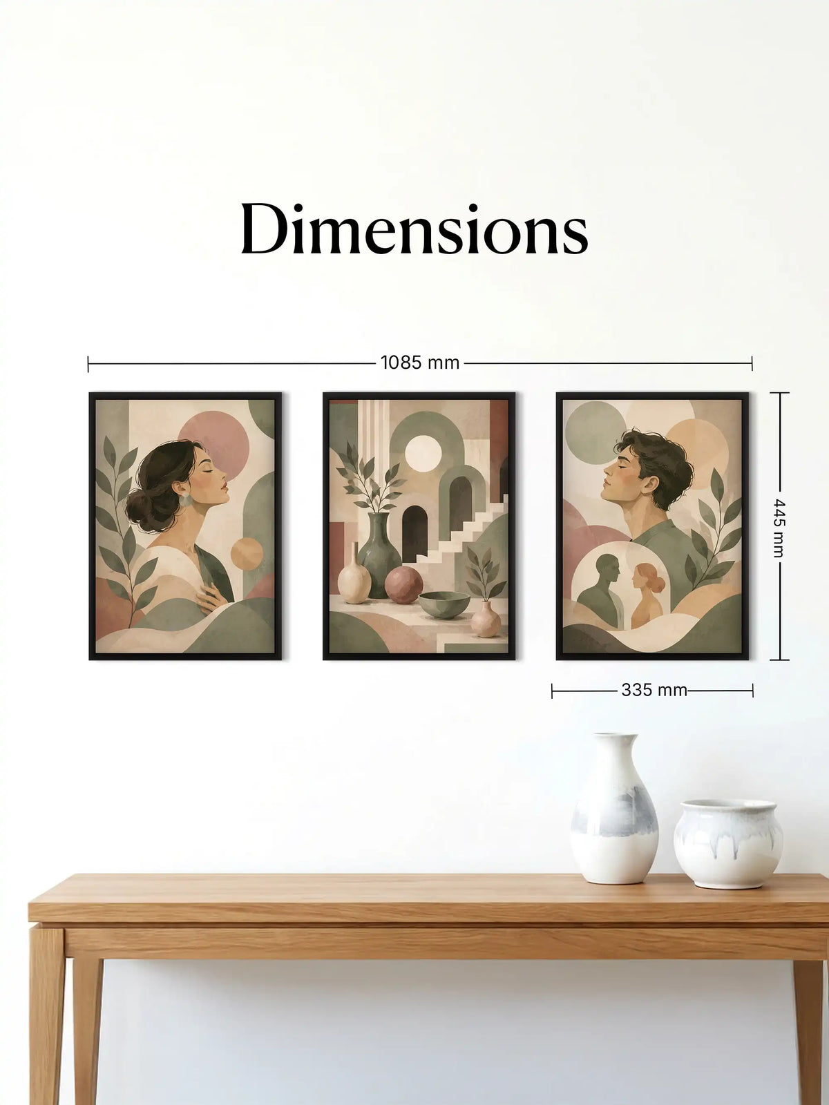 
Stylized Illustration - Boho Minimalism Human Bonds - Black Wooden Wall Frames - Spaces Unhooked