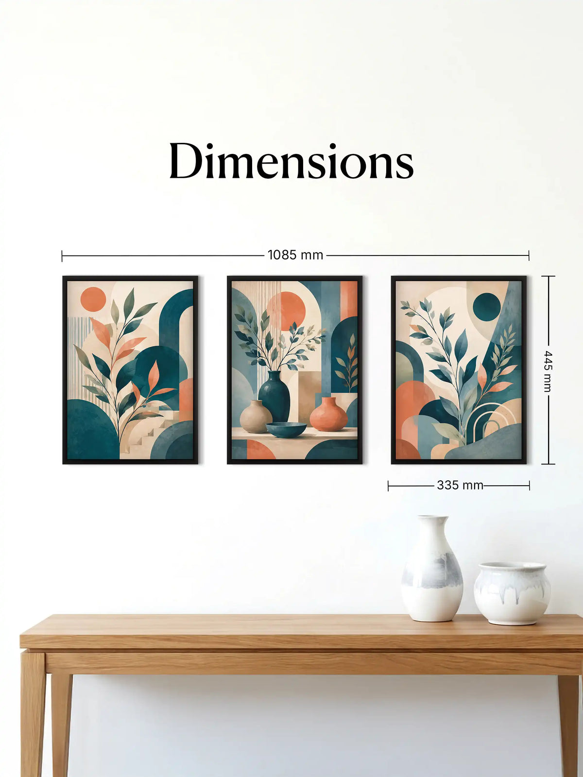 Stylized Illustration - Boho Botanical Still Life Geometric - Black Wooden Wall Frames - Spaces Unhooked