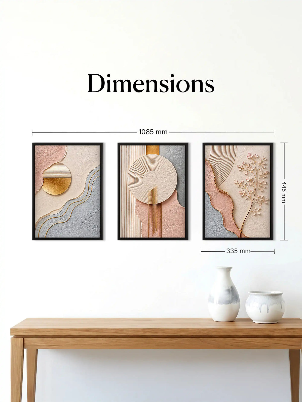 Geometric Abstraction - Organic Modernism Abstract Forms - Black Wooden Wall Frames - Spaces Unhooked