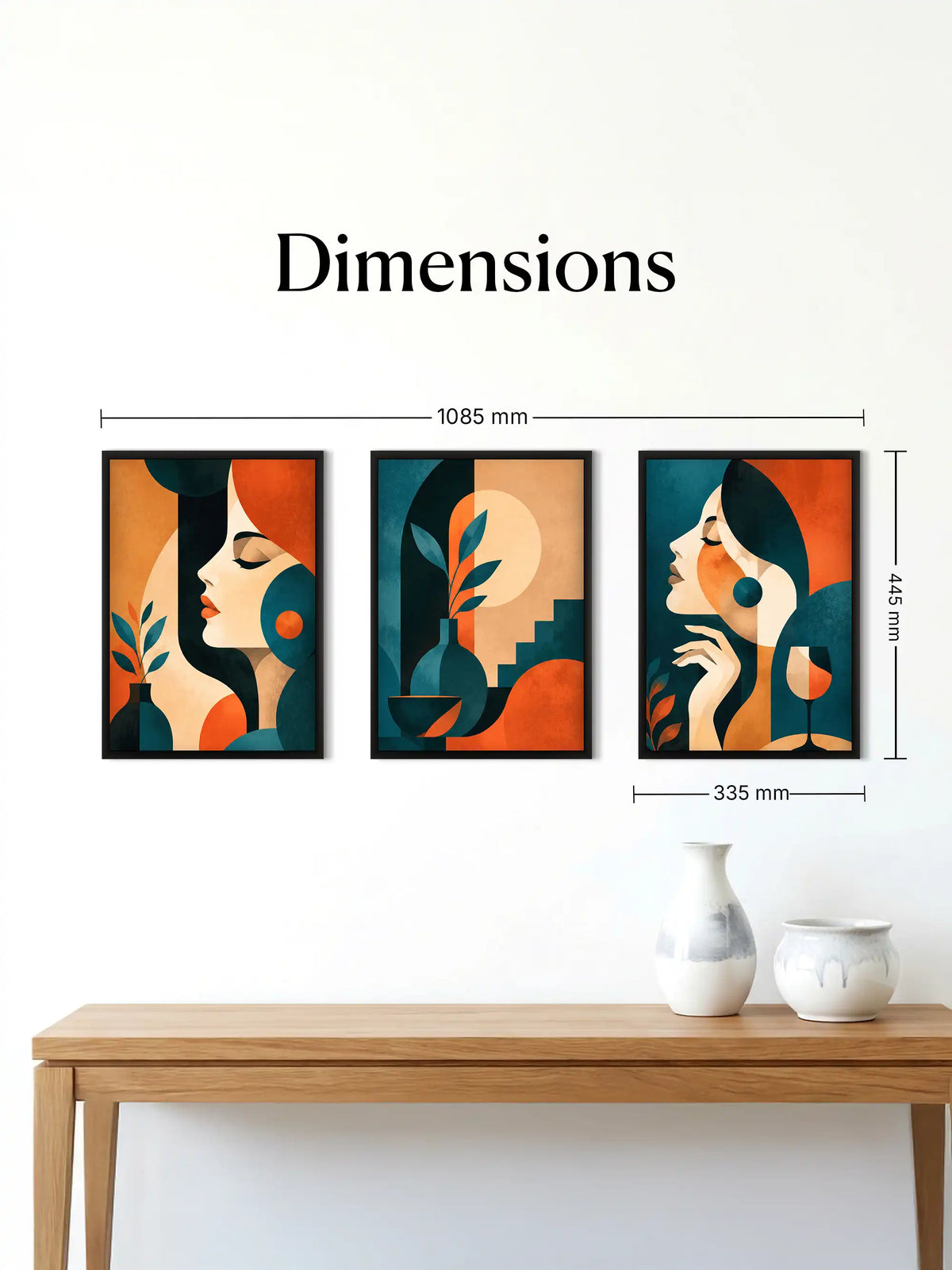 Geometric Abstract Feminine Elegance - Art Deco - Black Wooden Picture Frames Wall - Spaces Unhooked
