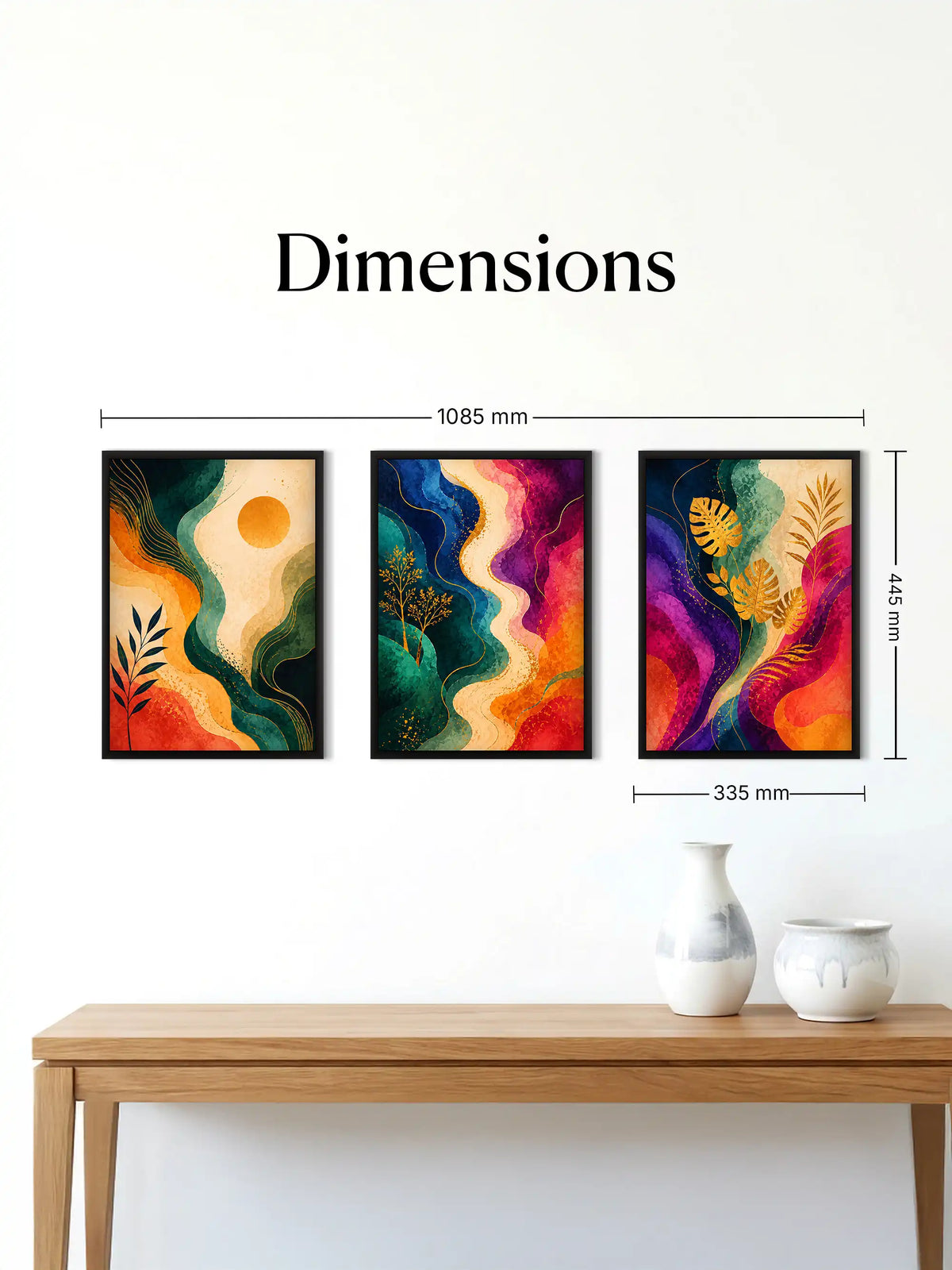 Organic Abstract Boho - Flowing Botanical Rhythms - Black Wooden Wall Frames - Modern Eclectic Decor - Spaces Unhooked