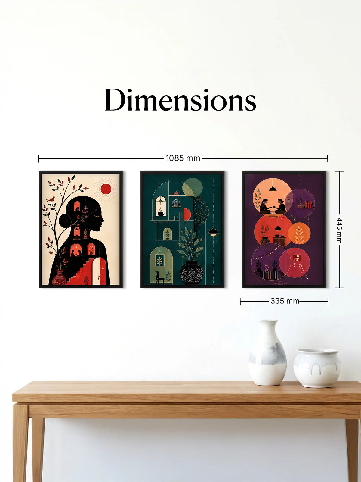 
Narrative Illustration - Life at Home - Black Wooden Wall Frames - Modern Bohemian - Spaces Unhooked