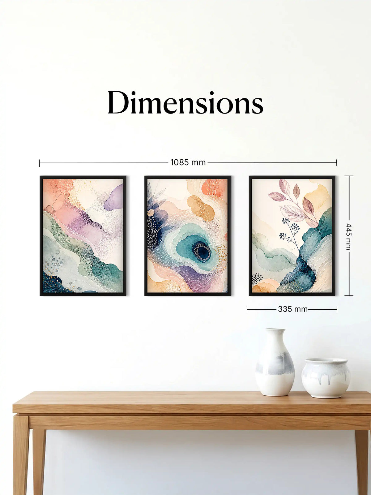 Abstract Watercolor Art - Nature Fluidity Organic Forms - Black Wooden Wall Frames - Organic Luxe - Spaces Unhooked