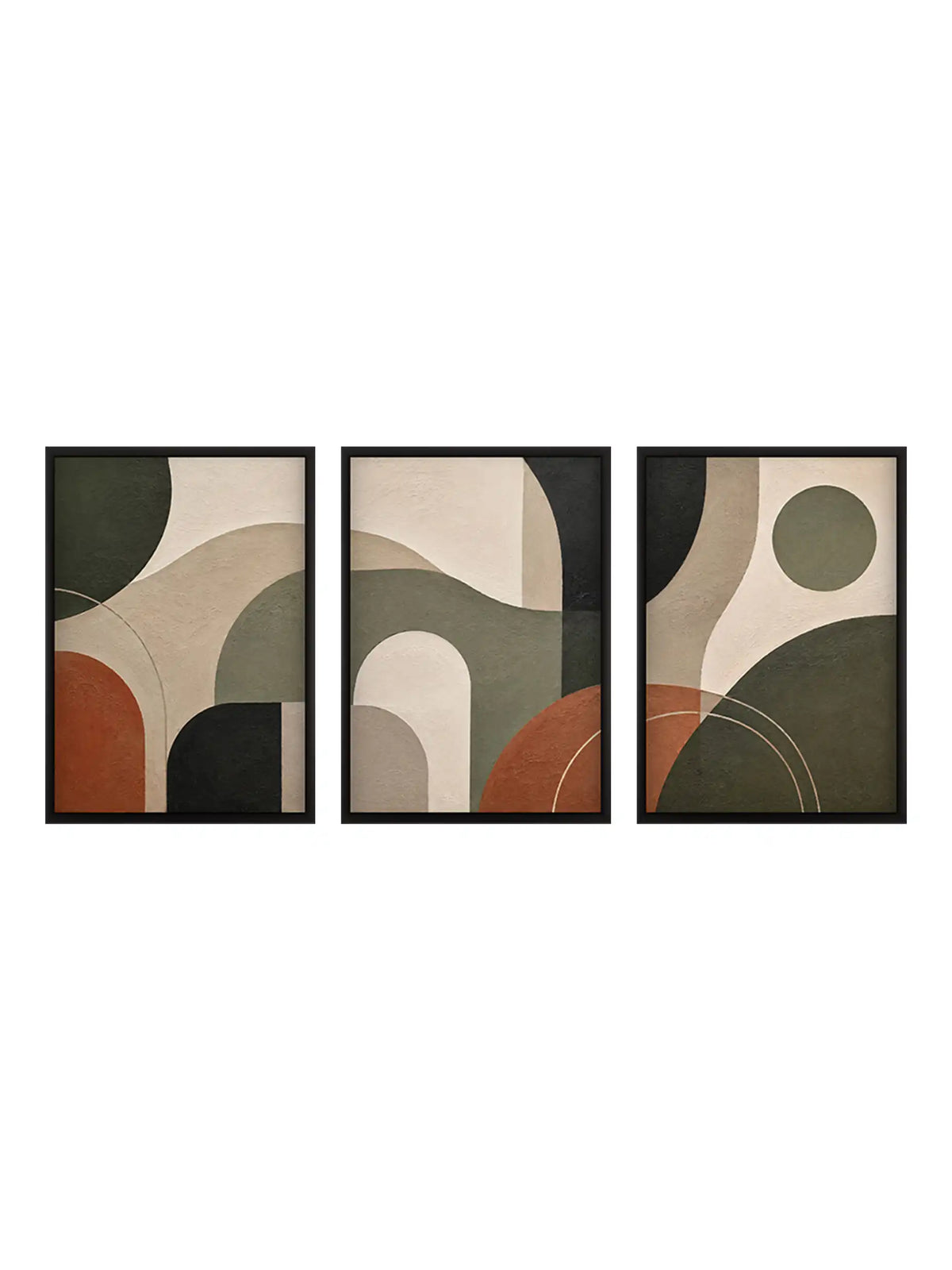 Abstract Illustration - Organic Modernism Abstract Forms Earthy - Black Wooden Wall Frames - Spaces Unhooked