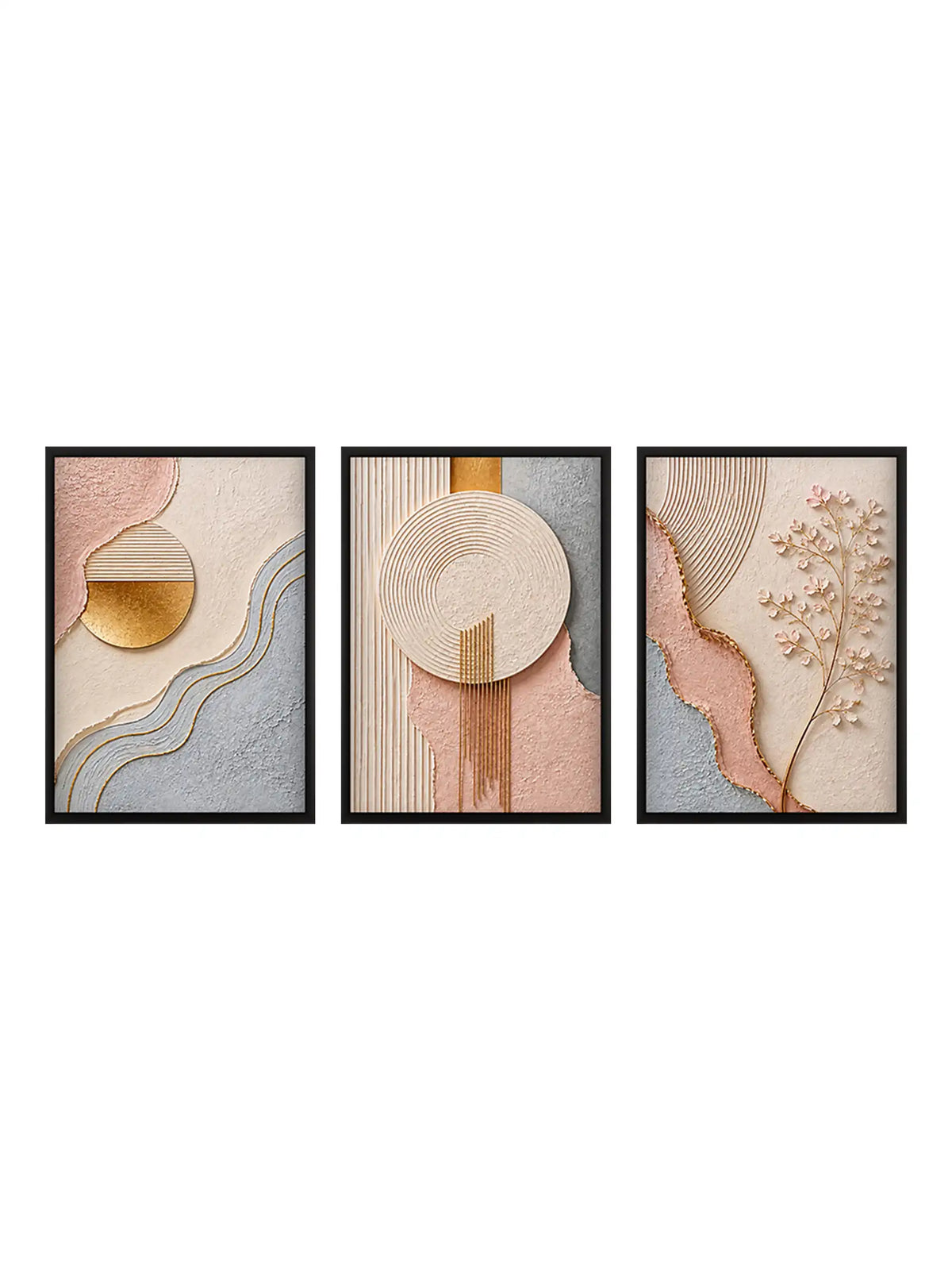 Geometric Abstraction - Organic Modernism Abstract Forms - Black Wooden Wall Frames - Spaces Unhooked
