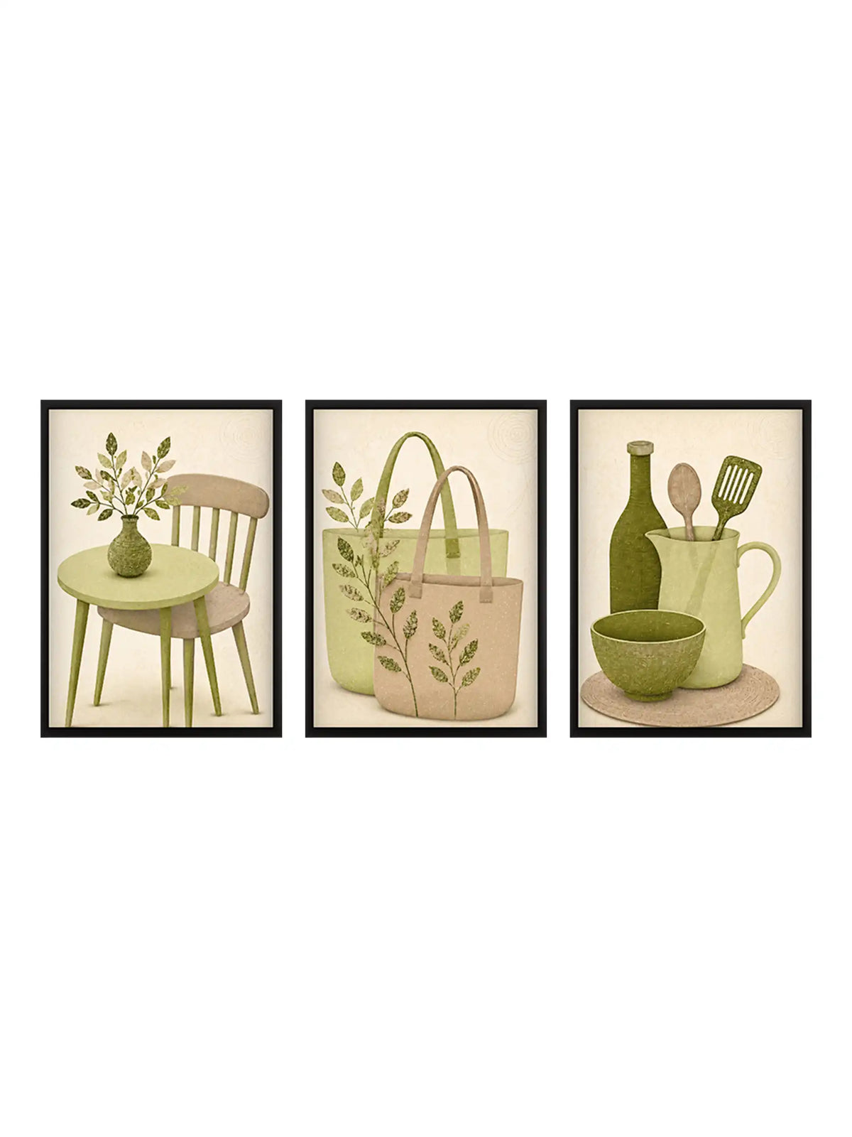 Minimalist Illustration - Everyday Objects - Black Wooden Wall Frames - Minimalist Home Decor - Spaces Unhooked