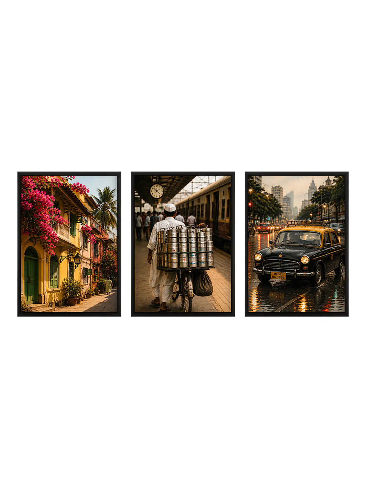 Documentary Photography - Mumbai Cityscape - Black Wooden Wall Frames - Cultural Documentary - Spaces Unhooked