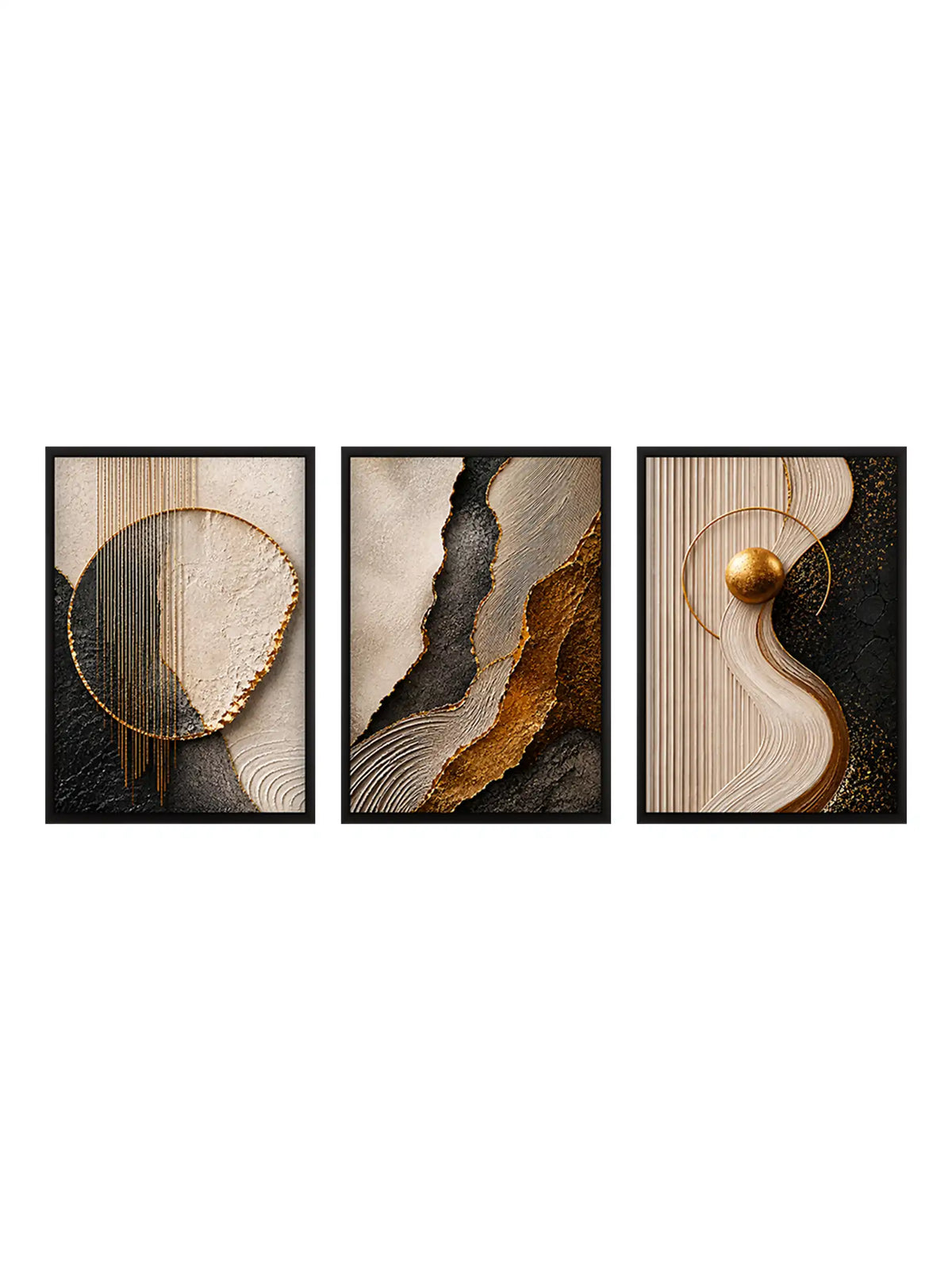 Abstract Geometry - Form Texture Balance - Black Wooden Wall Frames - Luxury Contemporary Decor - Spaces Unhooked