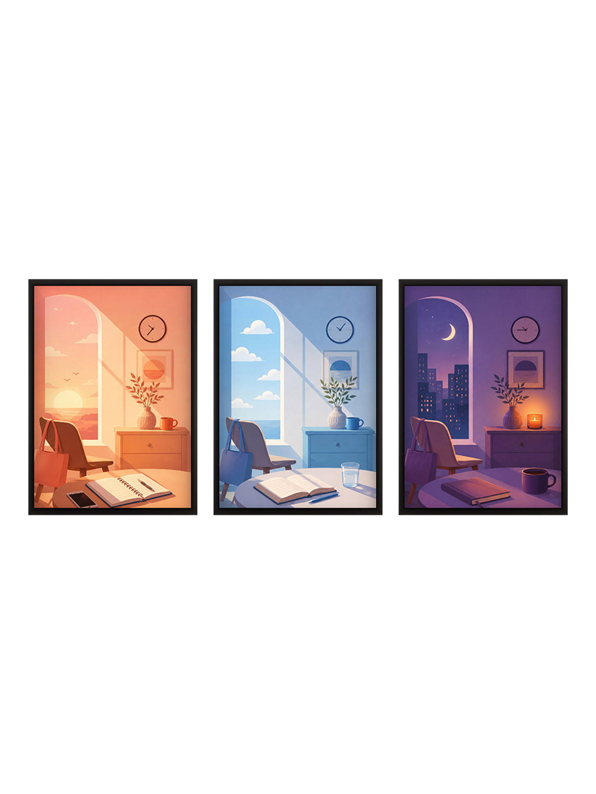 Capture the magic of golden hour with this warm digital illustration in a polished wooden frame for your walls.