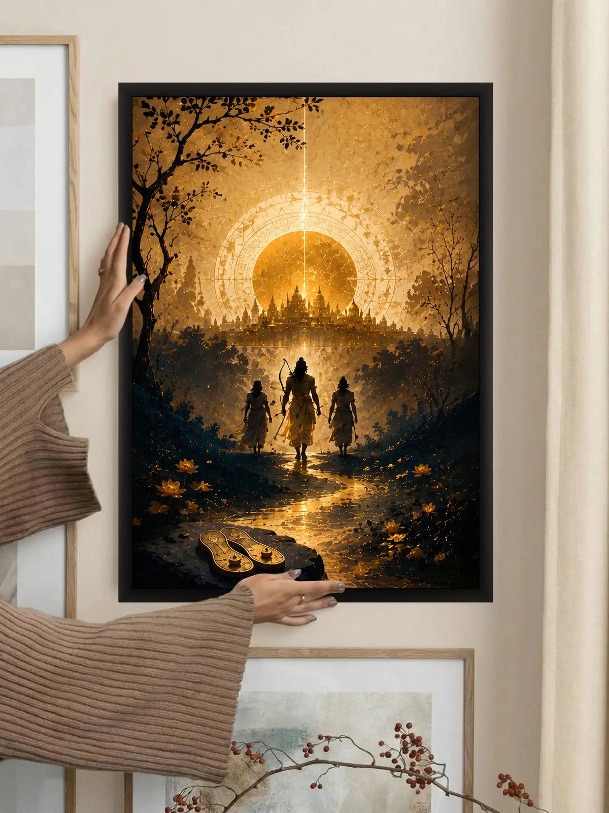 Cinematic Illustration - Ramayana Epic Narrative - Black Wooden Wall Frames - Epic Mythological Luxury - Spaces Unhooked