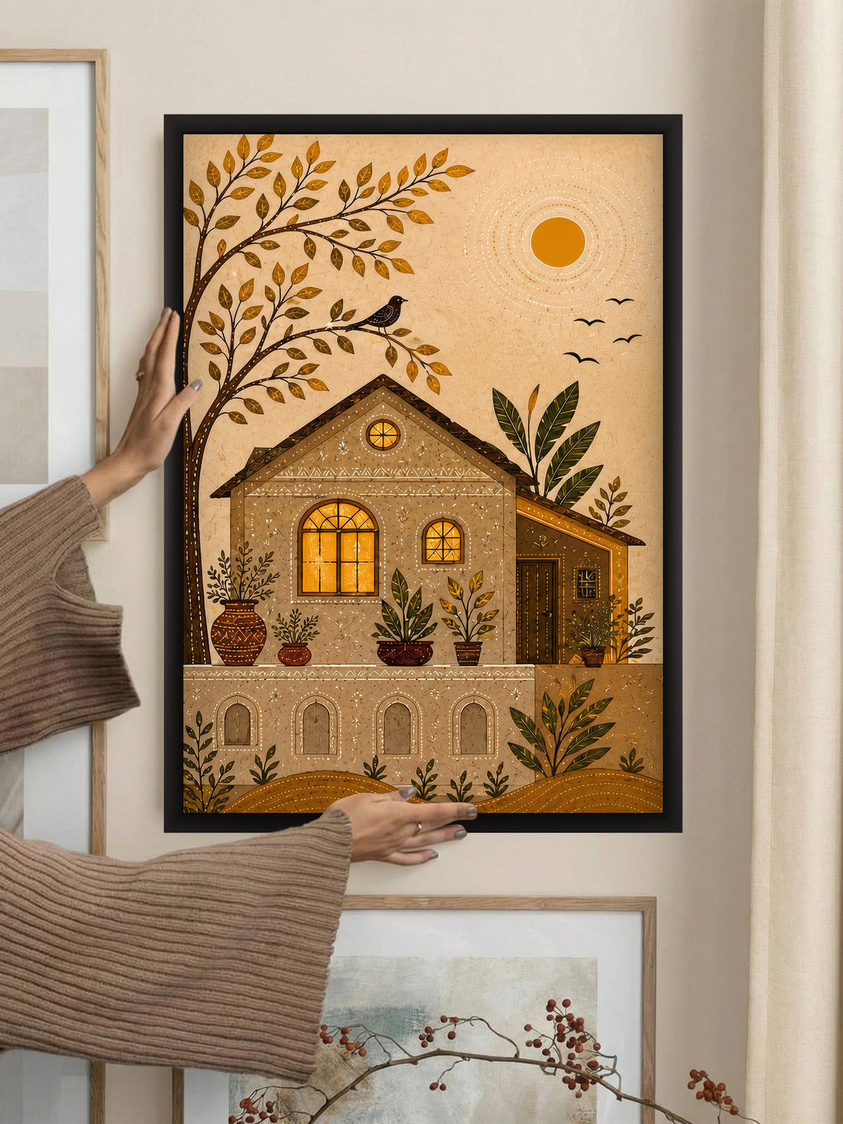 Celebrate Indian roots with Gond art wall frames. This set of 3 brings cultural warmth and heritage to your home.