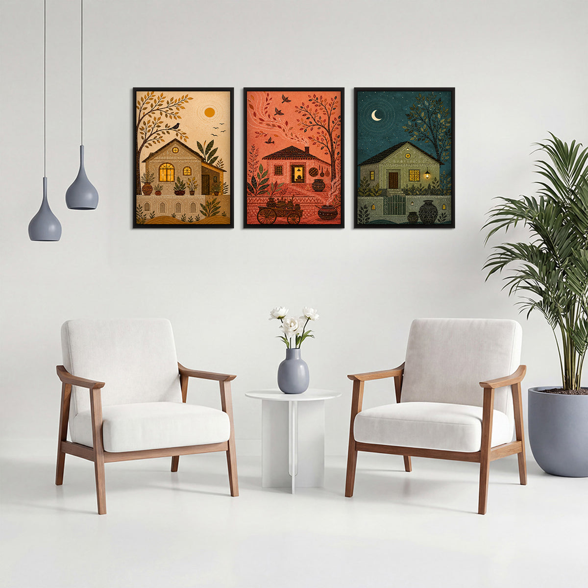Celebrate Indian roots with Gond art wall frames. This set of 3 brings cultural warmth and heritage to your home.