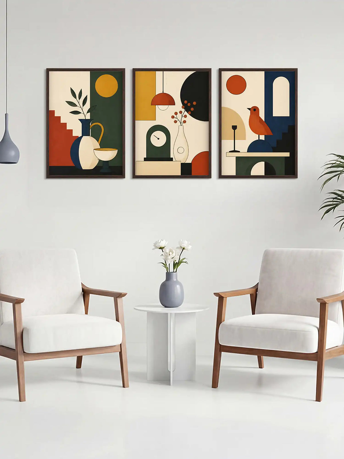 Mid Century Wall Art - Geometric Still Life Modern Print - Spaces Unhooked