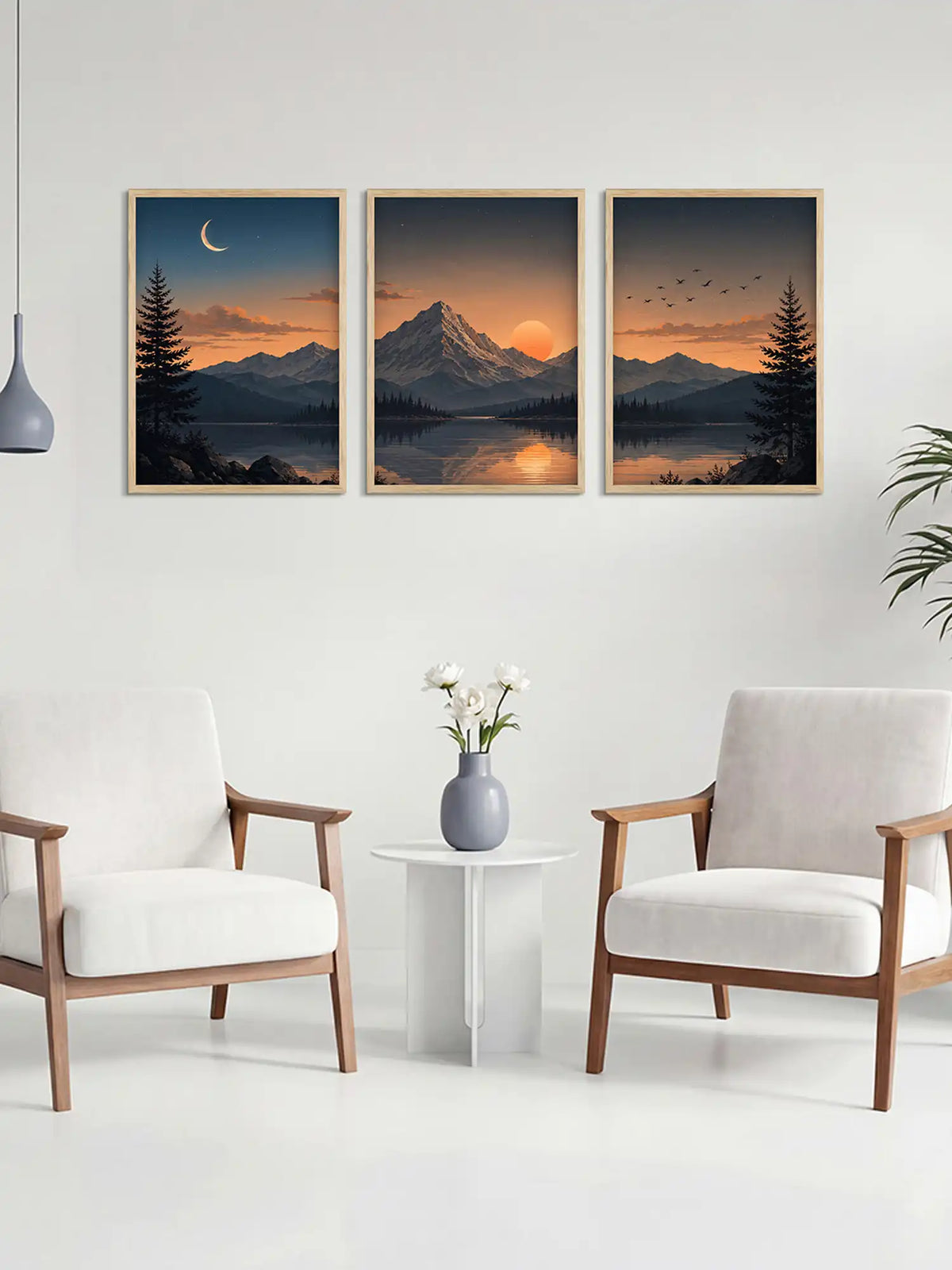 Nature Wall Art Frames - Mountain Sunset Landscape Print - Spaces Unhooked
