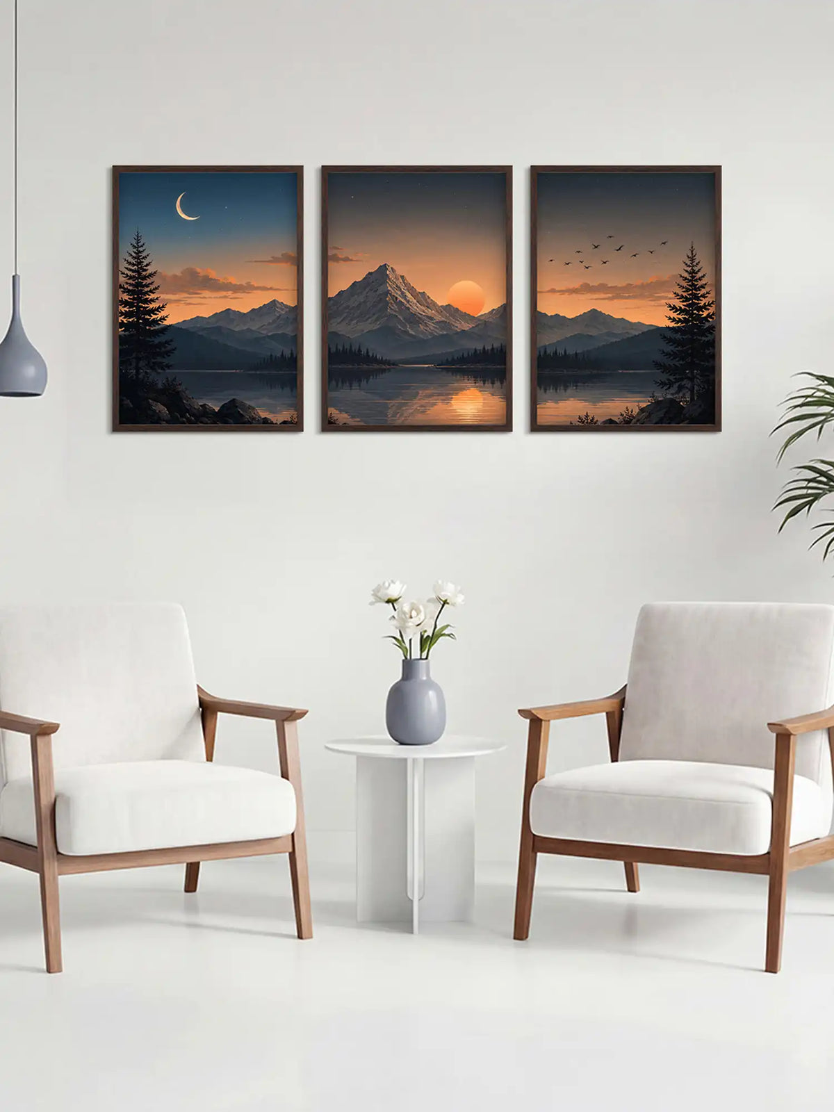 Nature Wall Art Frames - Mountain Sunset Landscape Print - Spaces Unhooked