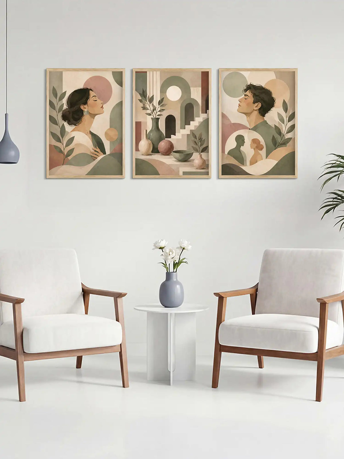 Framed Home Wall Art - Boho Minimalist Human Bonds Print - Spaces Unhooked