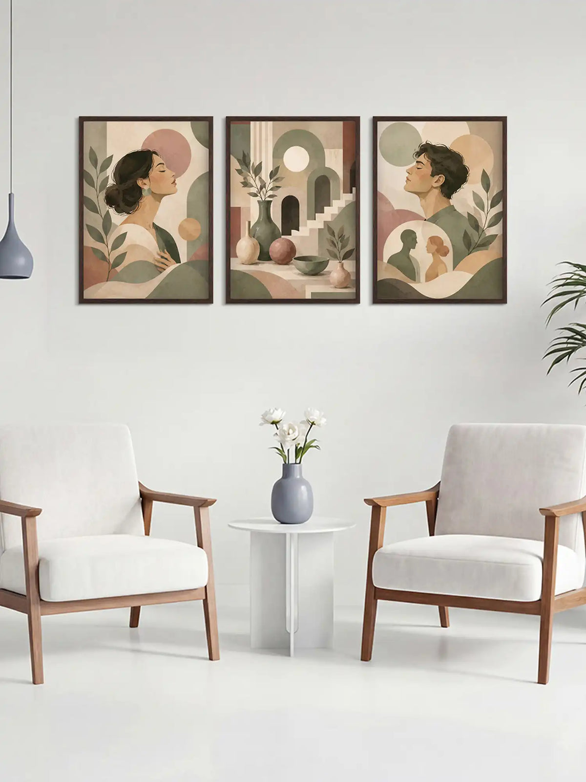 Framed Home Wall Art - Boho Minimalist Human Bonds Print - Spaces Unhooked