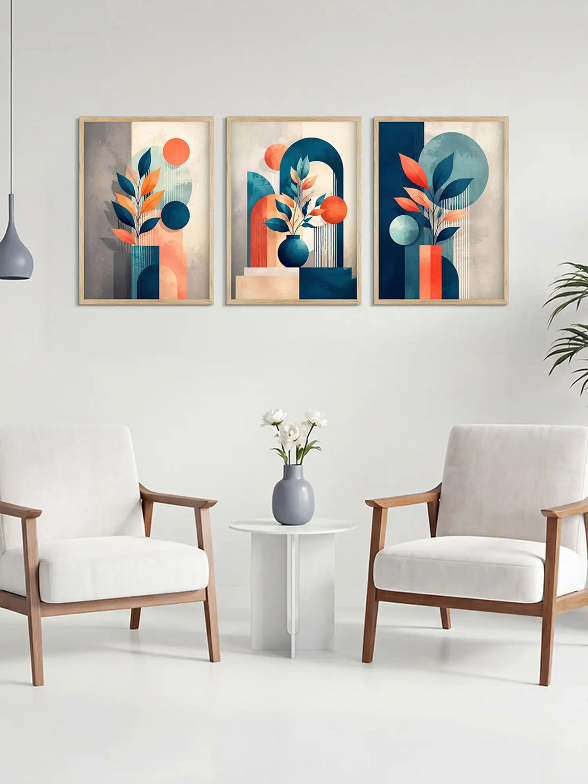 Contemporary Wall Frames - Geometric Botanical Still Life Art - Spaces Unhooked