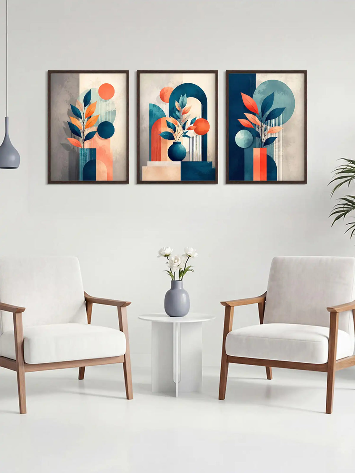 Contemporary Wall Frames - Geometric Botanical Still Life Art - Spaces Unhooked