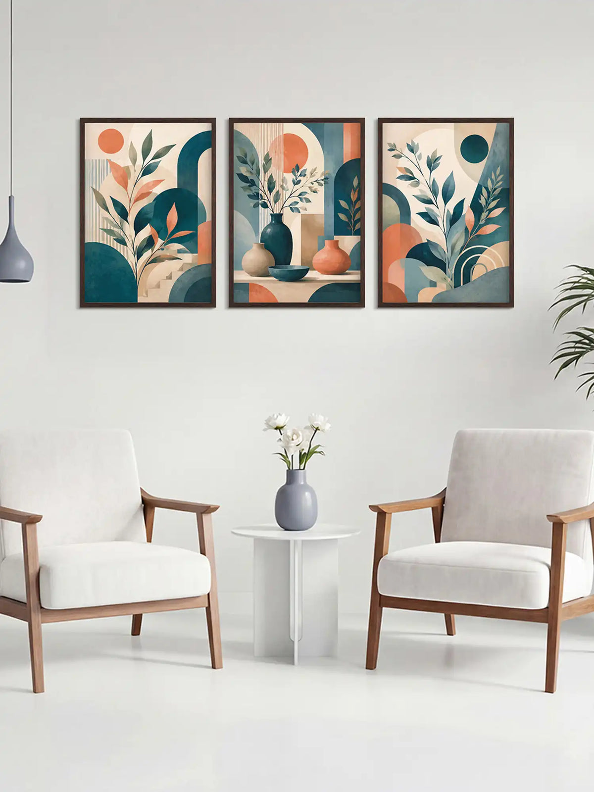 Modern Art Wall Frames - Boho Botanical Geometric Print - Spaces Unhooked