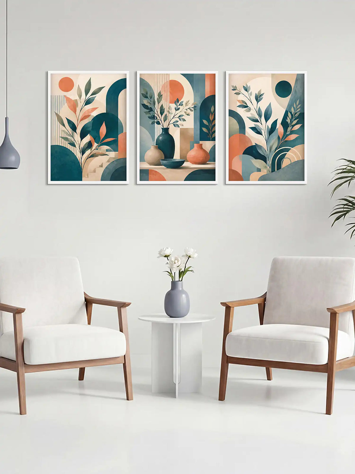 Modern Art Wall Frames - Boho Botanical Geometric Print - Spaces Unhooked