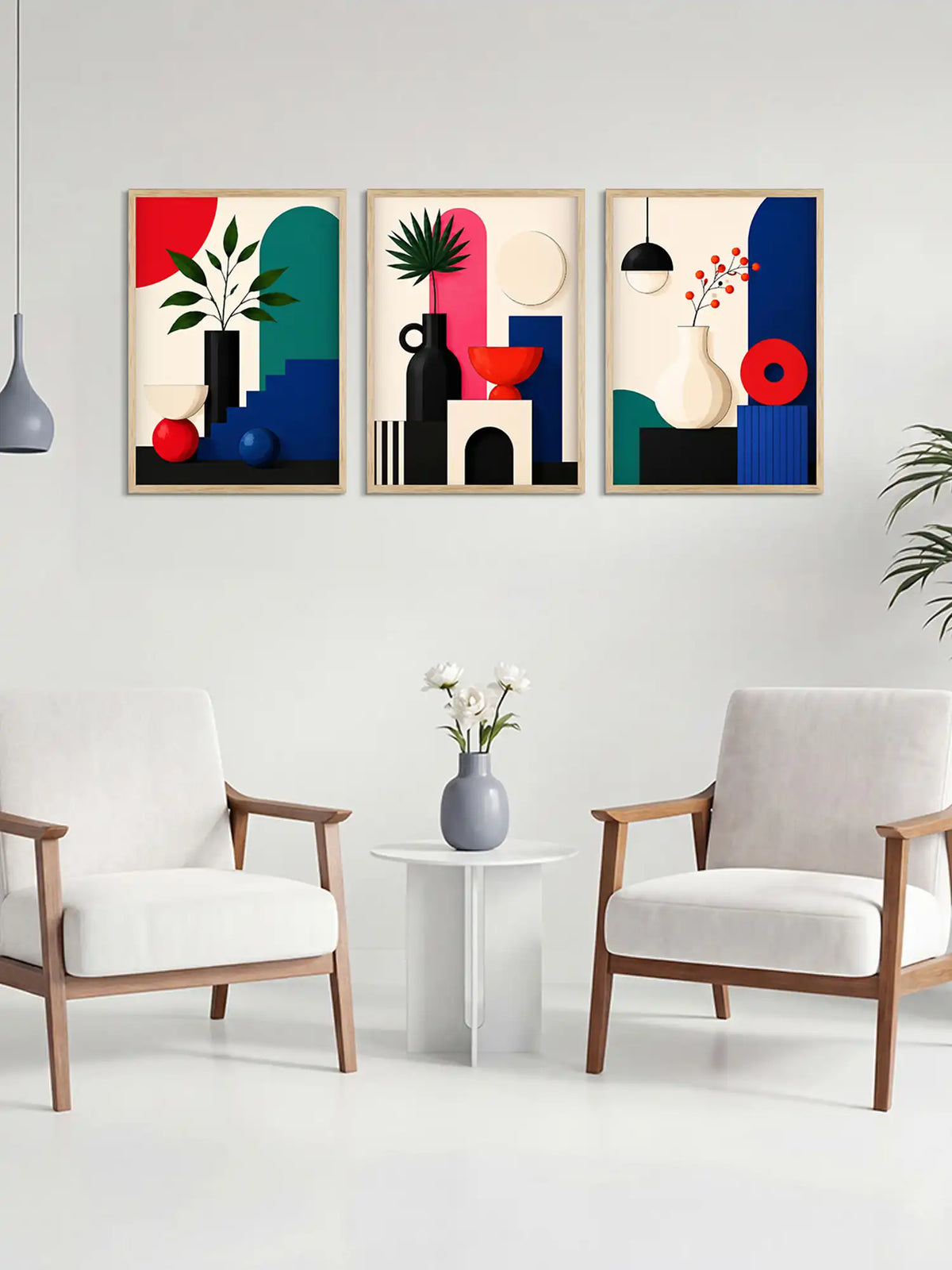 Bold Wall Art Frames - Geometric Minimalist Still Life Print - Spaces Unhooked
