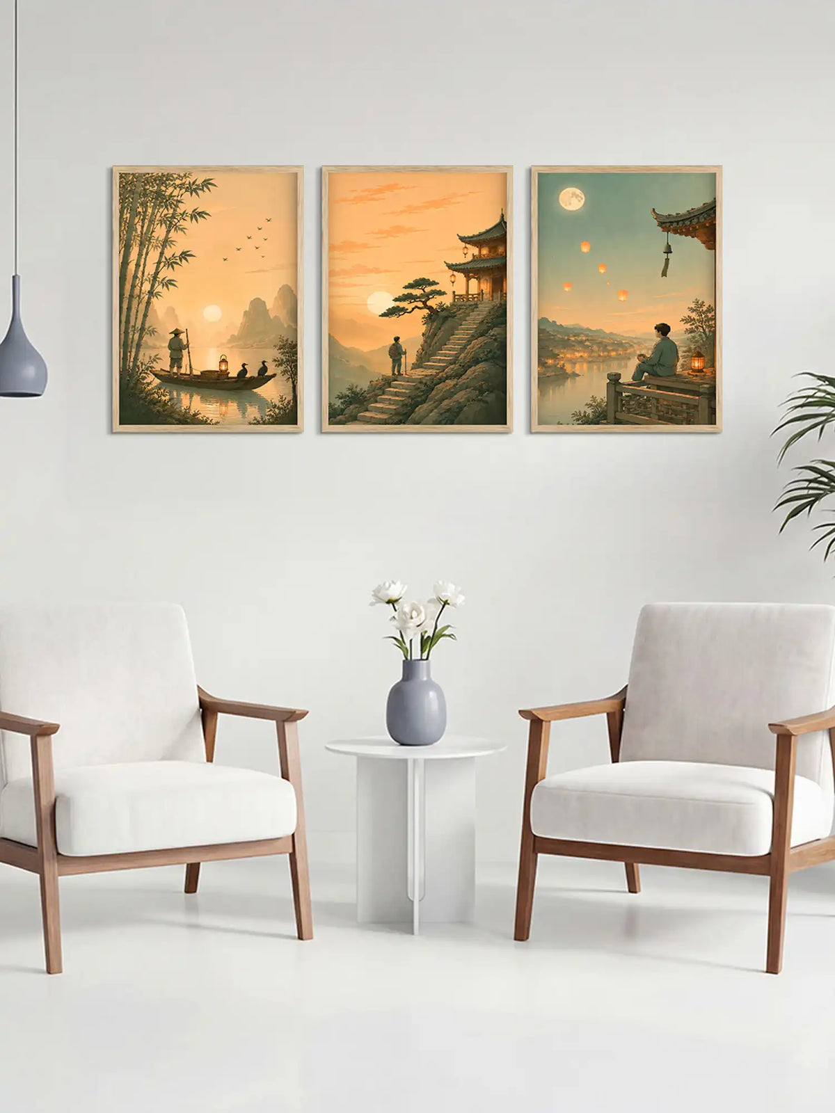 Wall Art Print Frames - East Asian Landscape Japanism Art - Spaces Unhooked