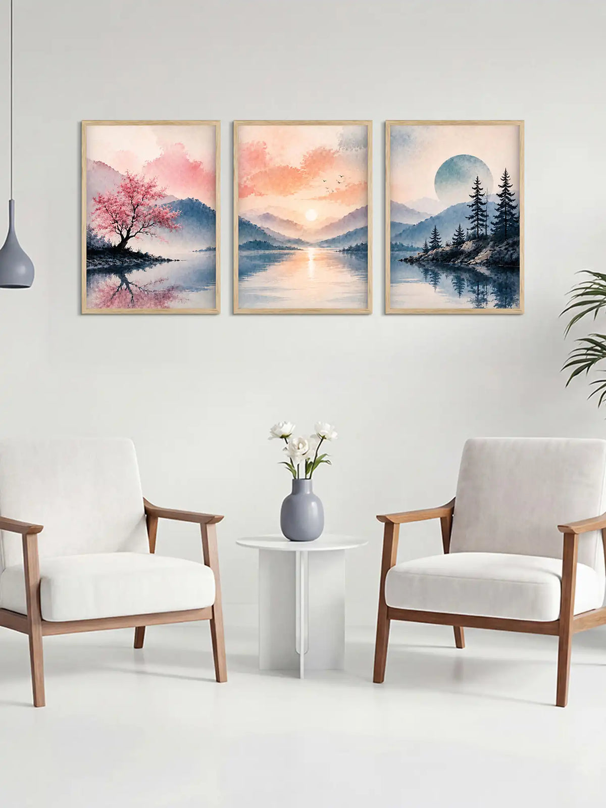 Art Painting Frames - Watercolor Mountain Landscape Print - Spaces Unhooked