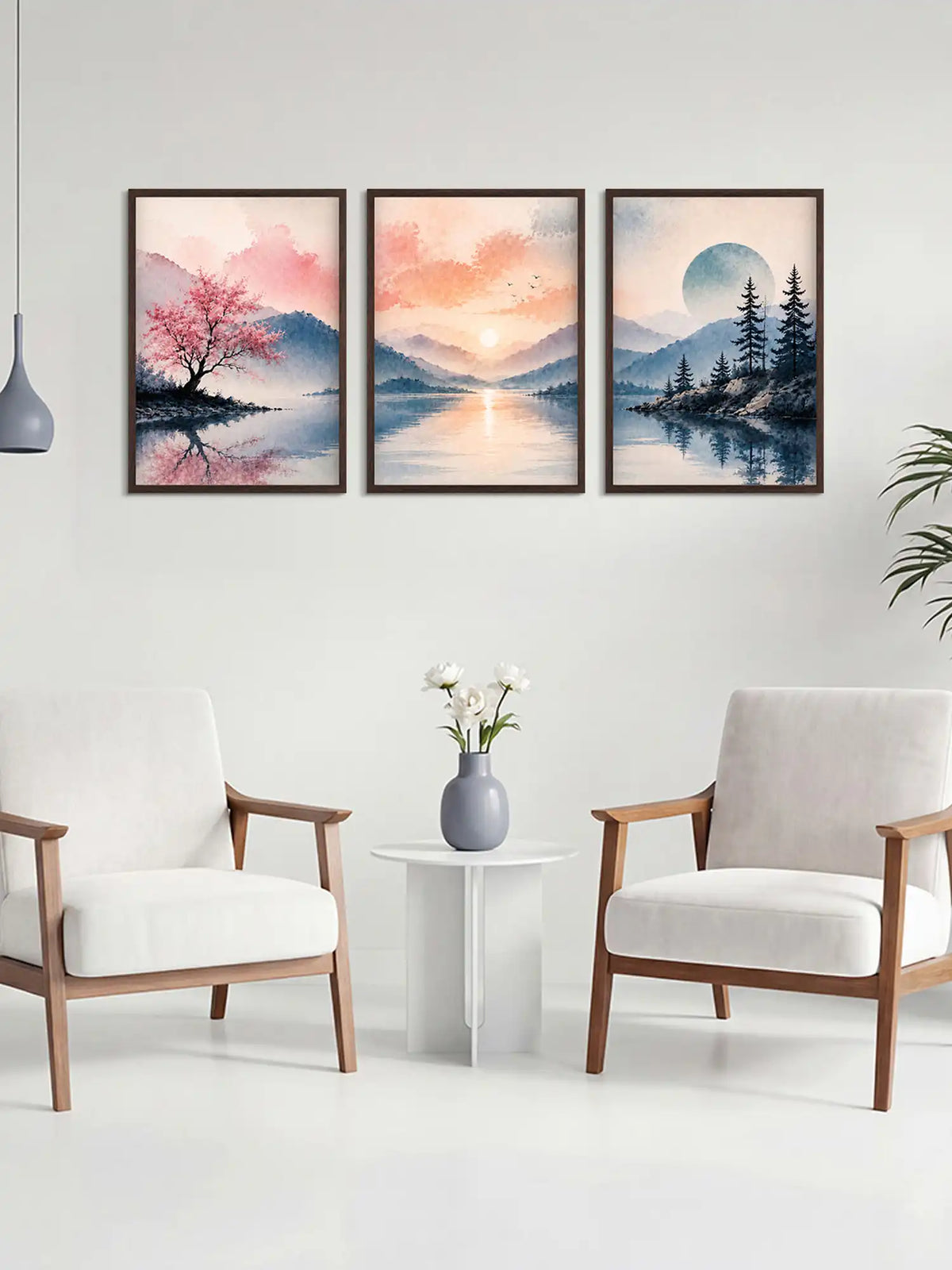 Art Painting Frames - Watercolor Mountain Landscape Print - Spaces Unhooked