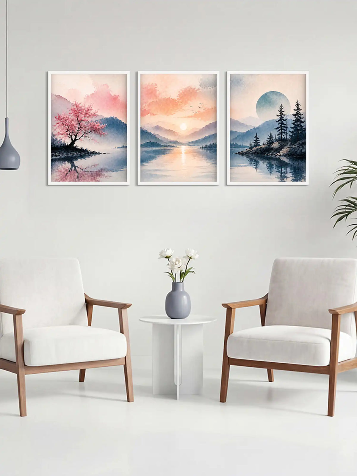 Art Painting Frames - Watercolor Mountain Landscape Print - Spaces Unhooked