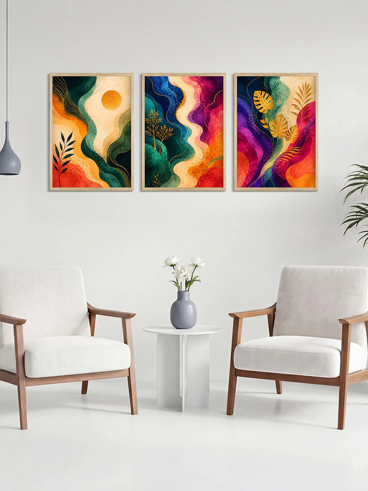 Wall Frame Decor - Boho Botanical Abstract Wall Art - Spaces Unhooked