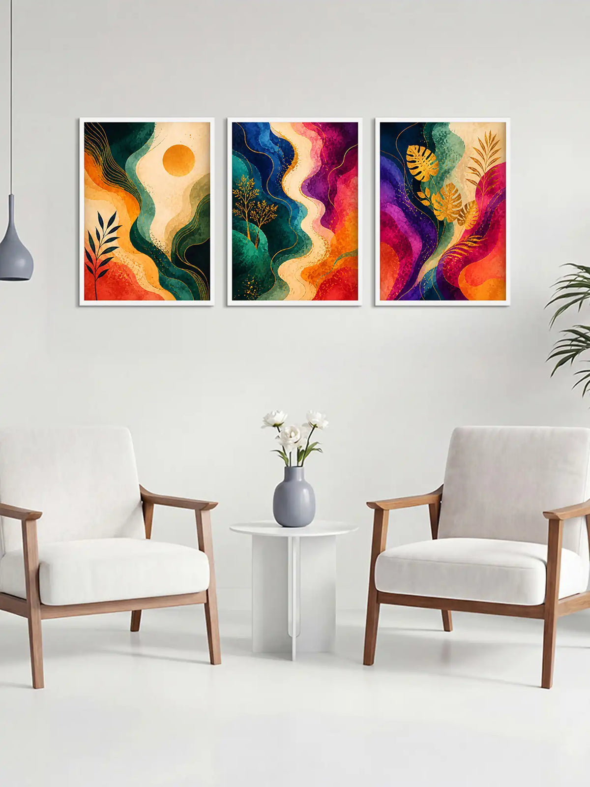 Wall Frame Decor - Boho Botanical Abstract Wall Art - Spaces Unhooked
