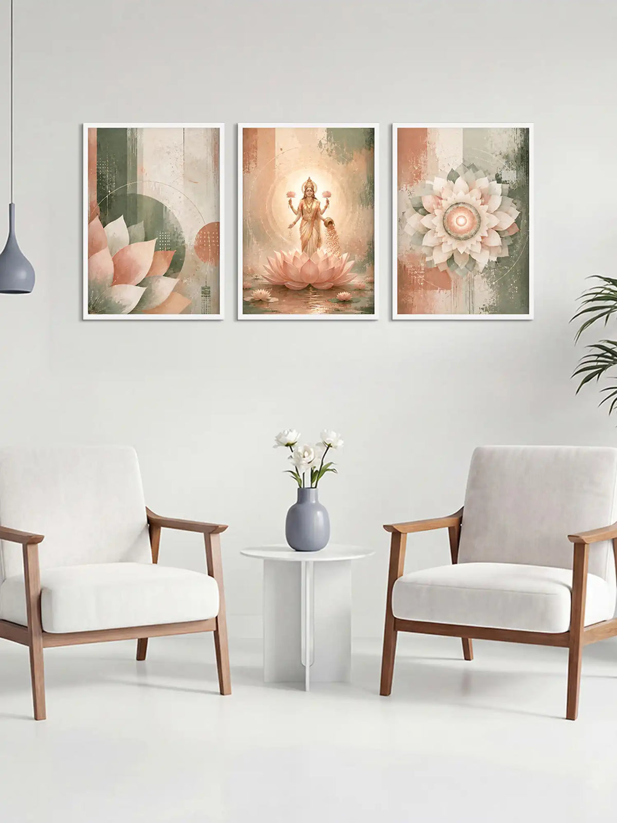 Wooden Wall Frames - Goddess Lakshmi Lotus Wall Art - Spaces Unhooked