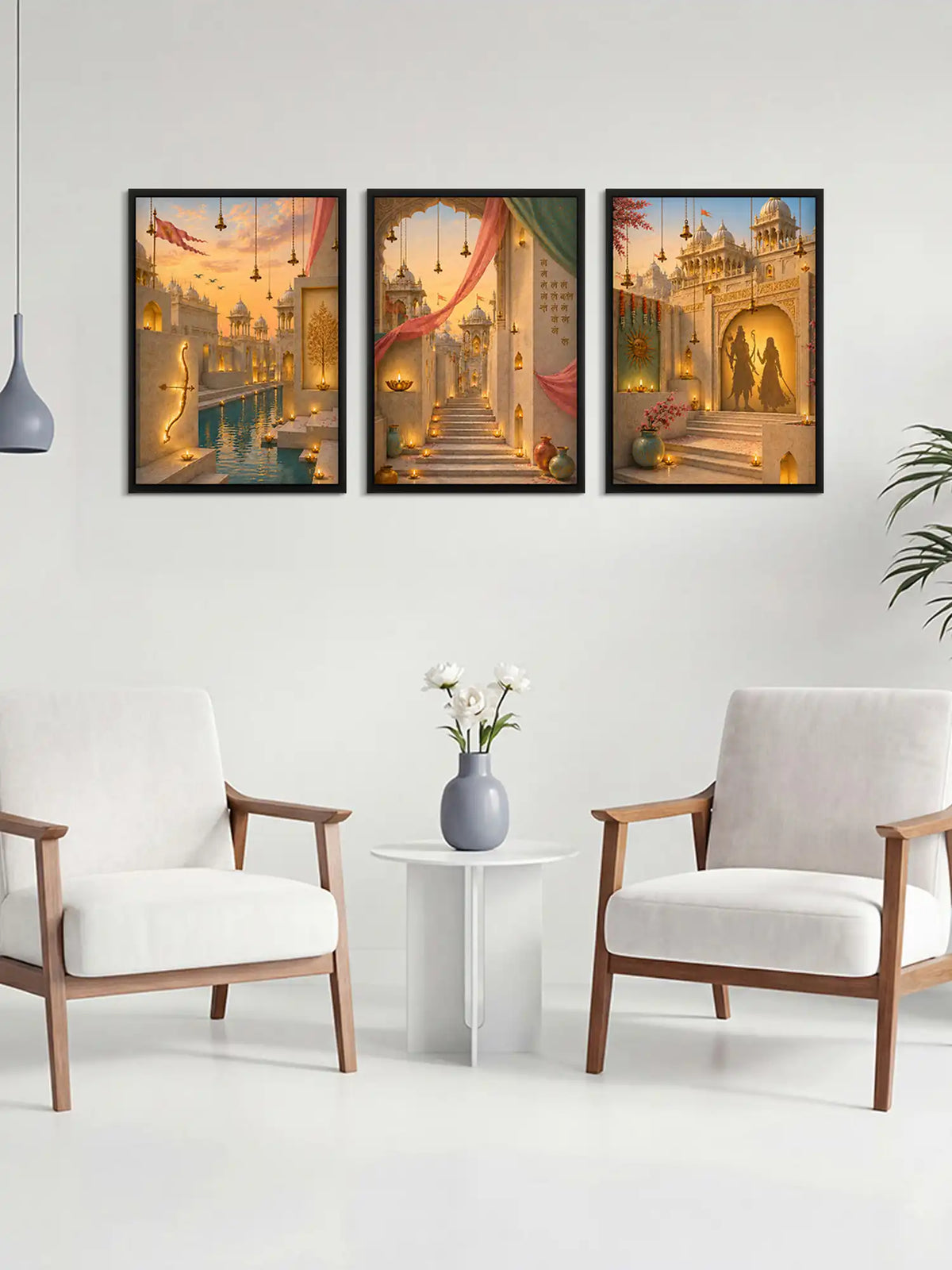 Cinematic Ramayan Return to Ayodhya - Black Wooden Wall Frames - Regal Indian Heritage - Spaces Unhooked
