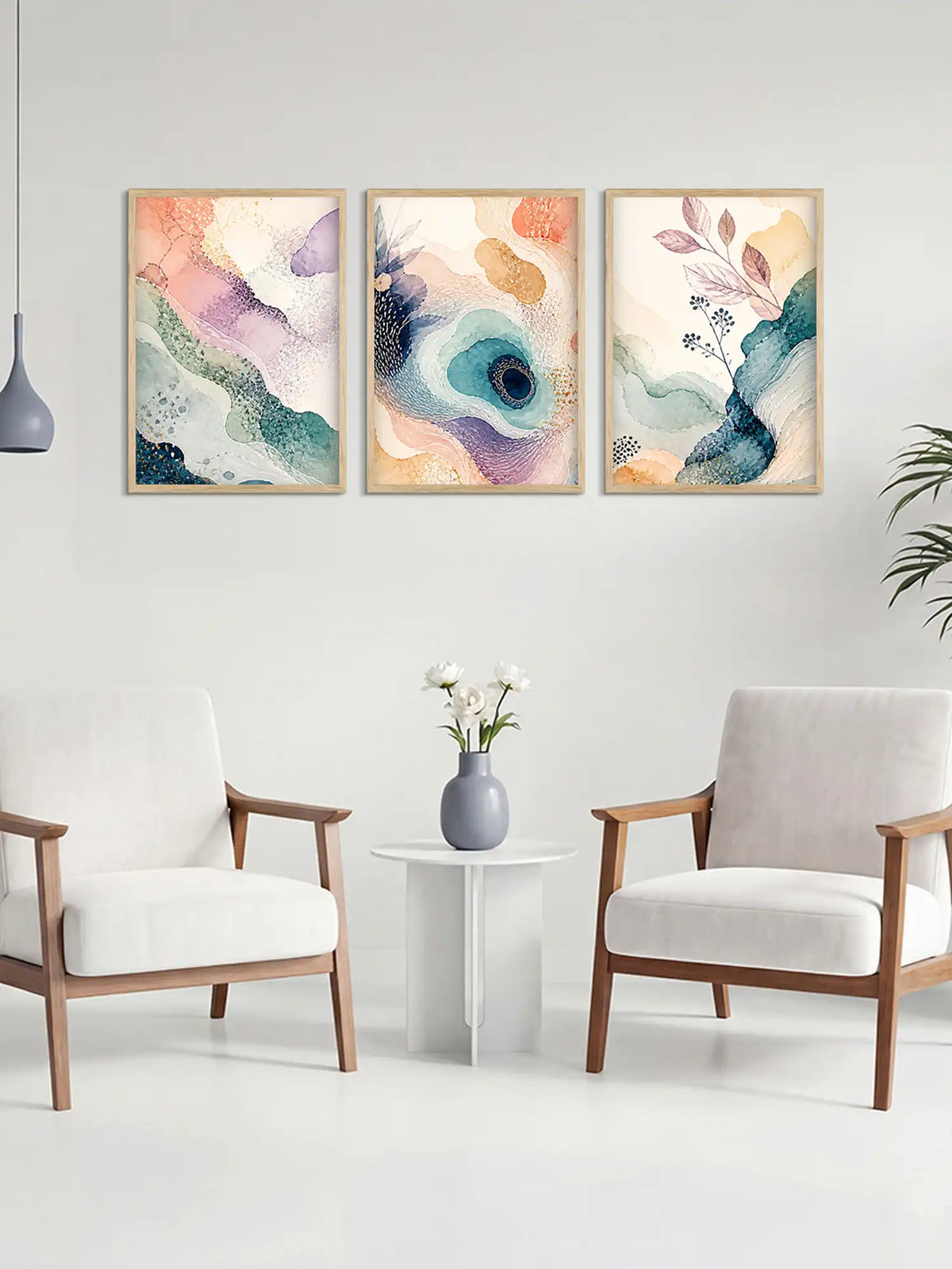 Wooden Wall Frames - Abstract Watercolor Wall Art - Spaces Unhooked