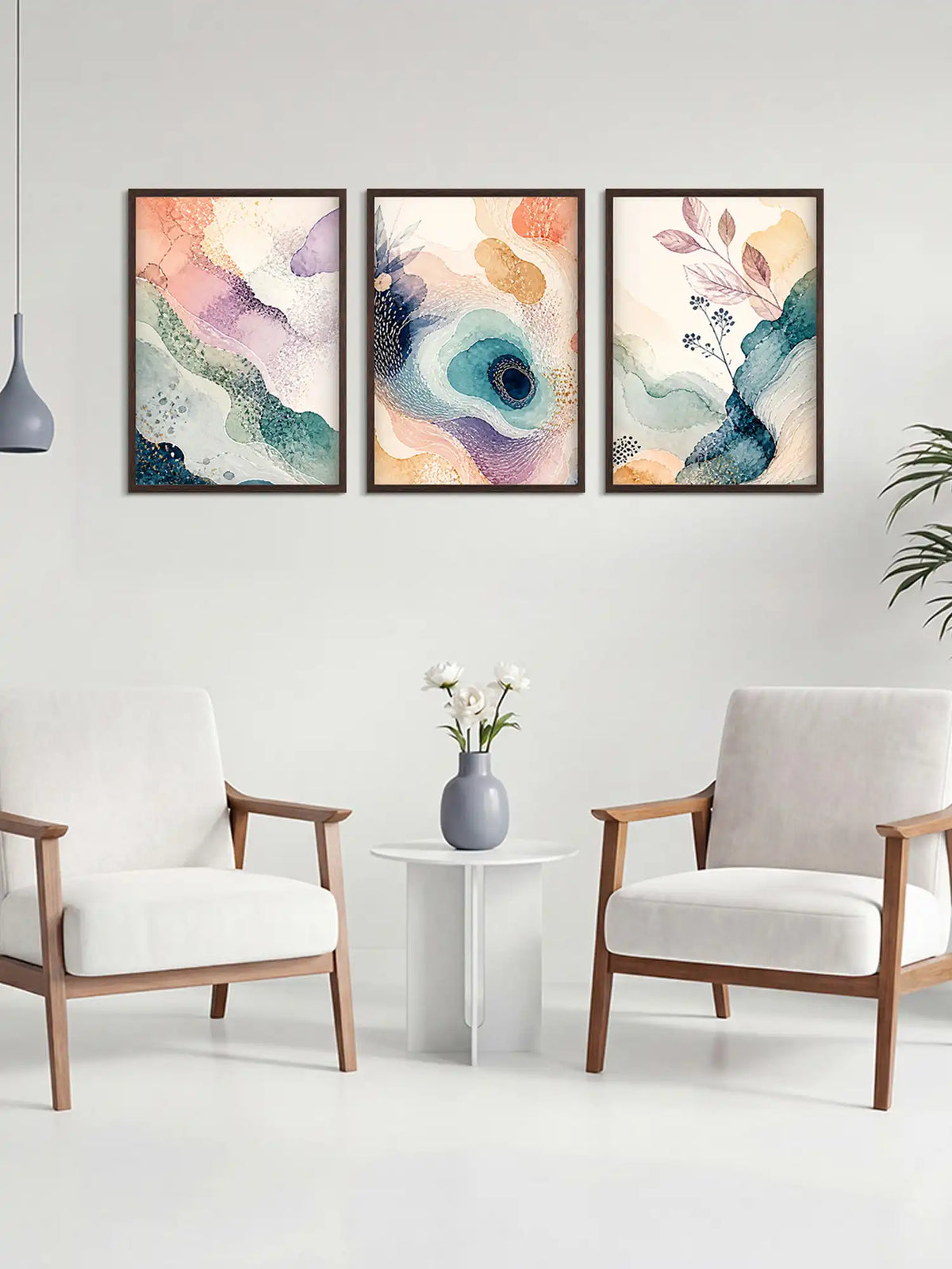 Wooden Wall Frames - Abstract Watercolor Wall Art - Spaces Unhooked