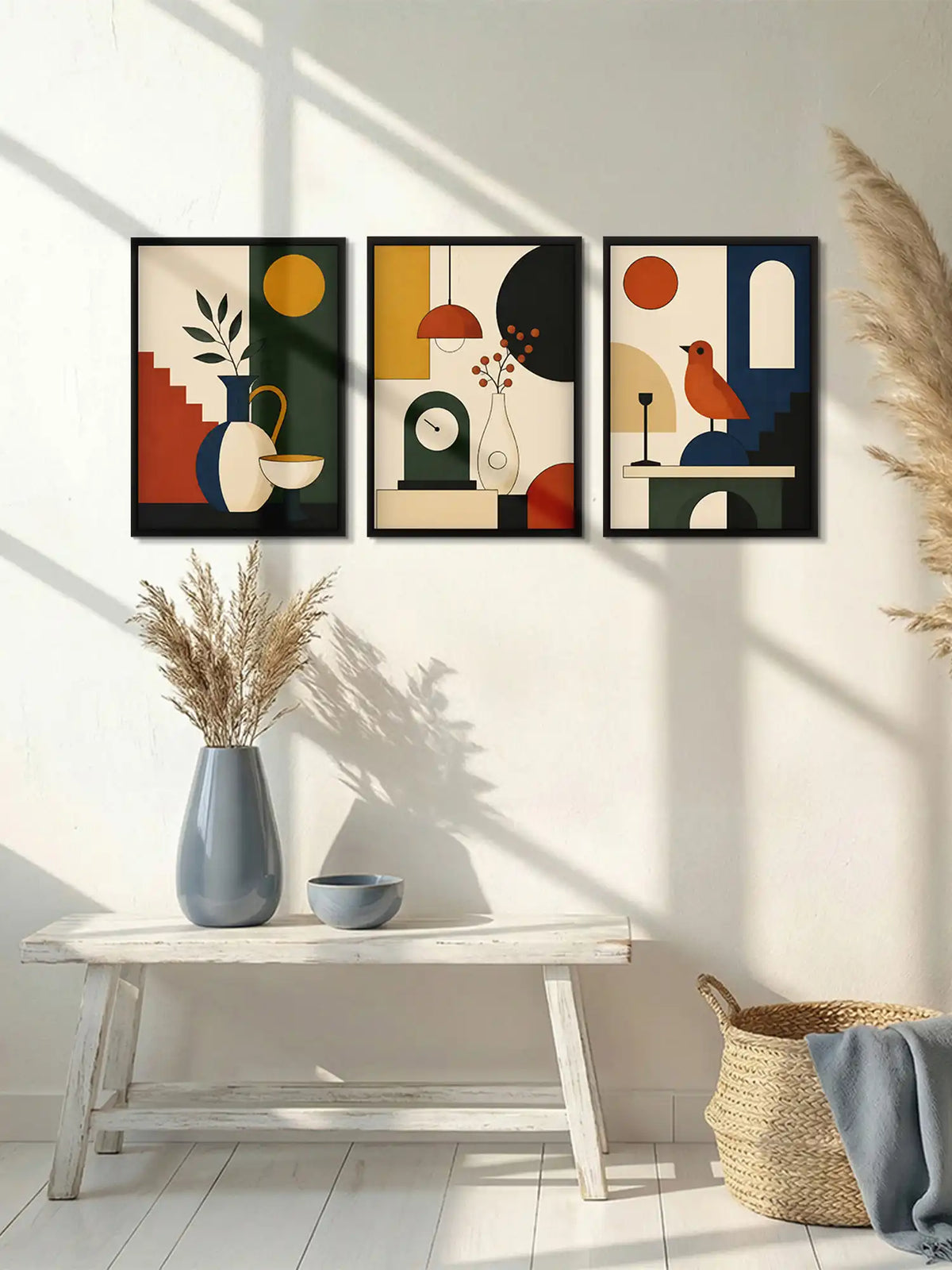 Geometric Illustration - Mid-Century Modern Still Life Retro - Black Wooden Wall Frames - Spaces Unhooked