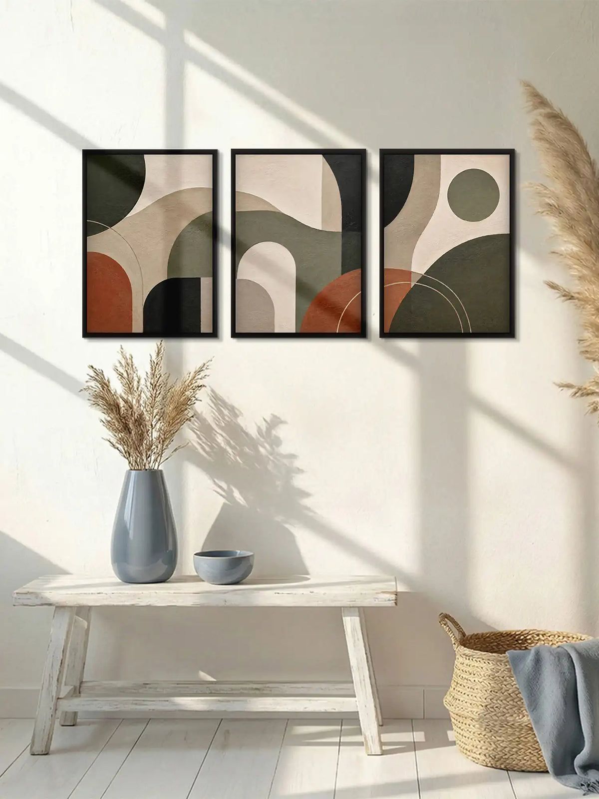 Abstract Illustration - Organic Modernism Abstract Forms Earthy - Black Wooden Wall Frames - Spaces Unhooked