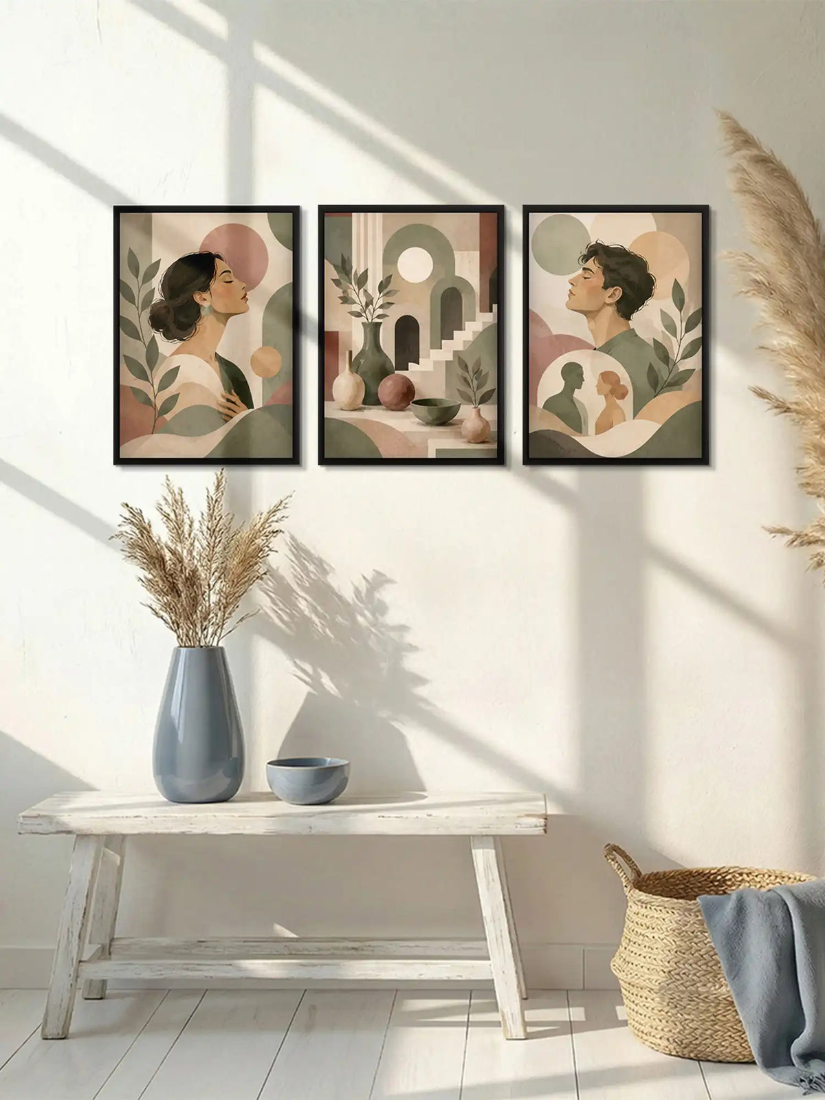 
Stylized Illustration - Boho Minimalism Human Bonds - Black Wooden Wall Frames - Spaces Unhooked