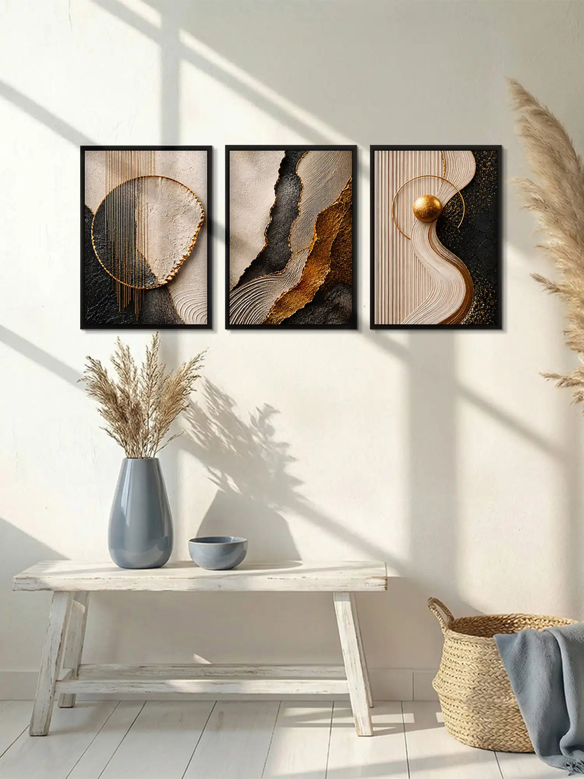 Abstract Geometry - Form Texture Balance - Black Wooden Wall Frames - Luxury Contemporary Decor - Spaces Unhooked