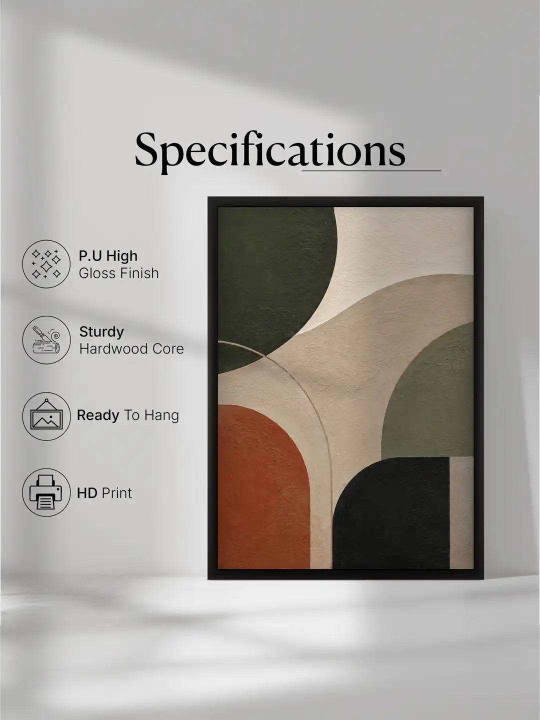 Abstract Illustration - Organic Modernism Abstract Forms Earthy - Black Wooden Wall Frames - Spaces Unhooked