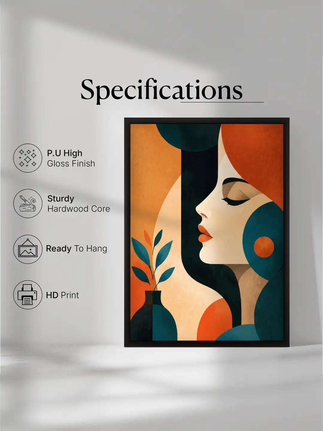 Geometric Abstract Feminine Elegance - Art Deco - Black Wooden Picture Frames Wall - Spaces Unhooked
