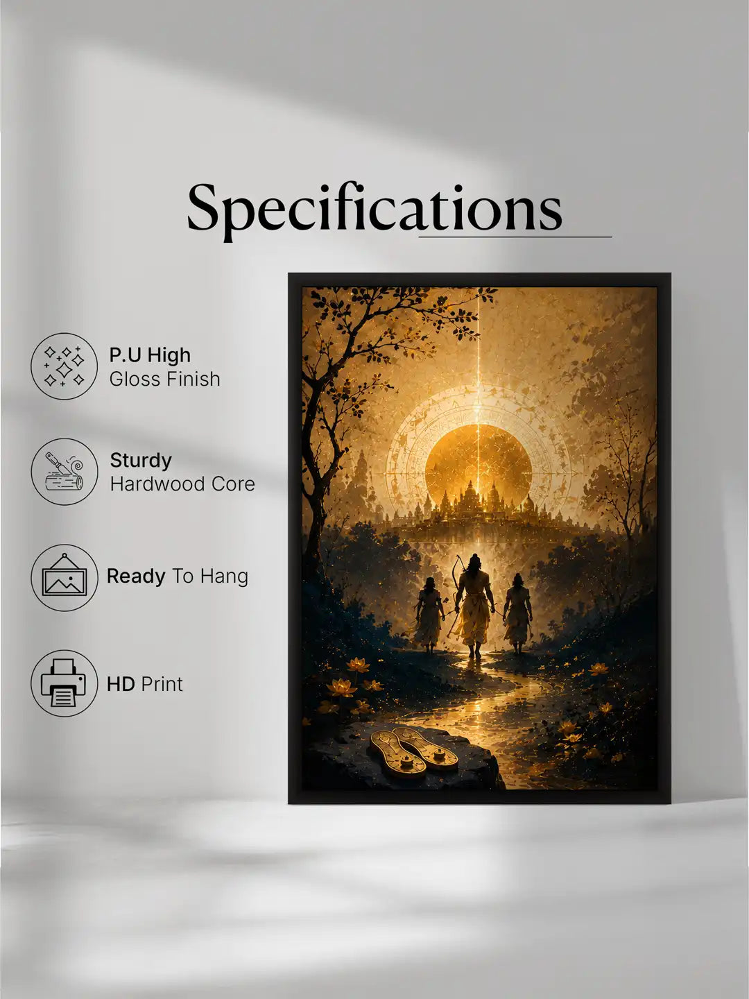 Cinematic Illustration - Ramayana Epic Narrative - Black Wooden Wall Frames - Epic Mythological Luxury - Spaces Unhooked