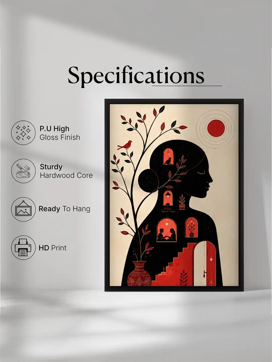 
Narrative Illustration - Life at Home - Black Wooden Wall Frames - Modern Bohemian - Spaces Unhooked